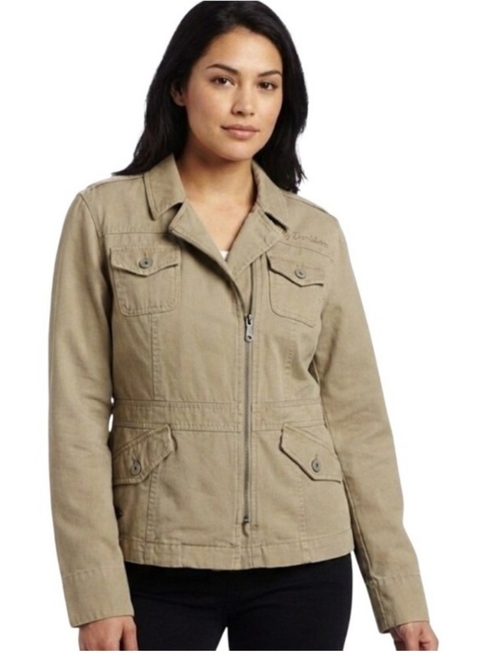 Harley-Davidson Tan Canvas Motorcycle Riding Jacket XL Spring Utility Graphic - Picture 16 of 16